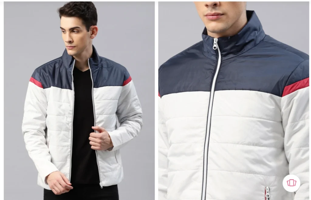 HRX by Hrithik Roshan – White & Navy Blue Colourblocked Padded Jacket